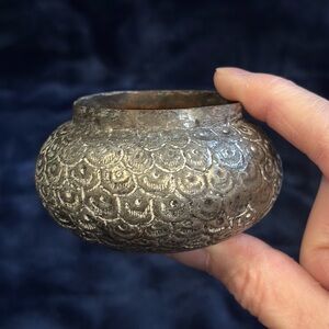 Hand-hammered tribal ritual metal bowl